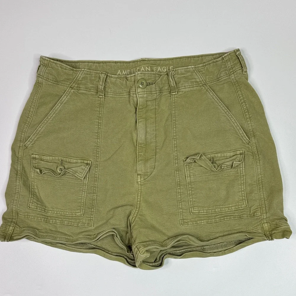 American Eagle Green Highest Rise '90s Boyfriend Shorts Size 12 - Picture 1 of 9